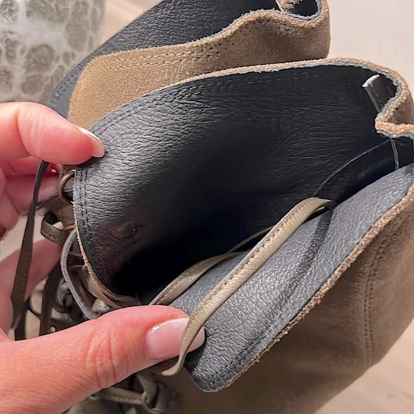 Genuine leather Suade lace up booties